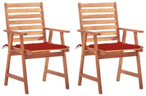 vidaXL Cadeiras de jantar p/ jardim 2 pcs c/ almofadões acácia maciça