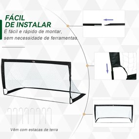 Balizas de Futebol Dobráveis para Crianças e Adultos com Saco de Transporte para Exterior Treino 183x90x90 cm Preto