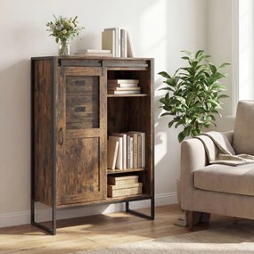 Armário de arrumação, estilo rústico 84 x 40 x 120 cm, com porta de correr, 5 gavetas e prateleiras ajustáveis ideal para casa de banho, sala de estar