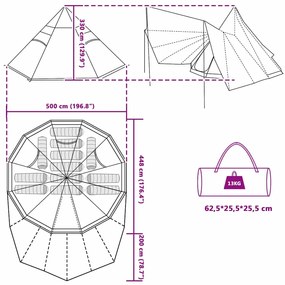 Tenda Tipi Verde para 12 Pessoas Impermeável