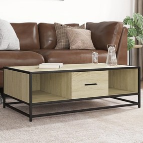 vidaXL Mesa de centro 100x57x35cm deriv. madeira/metal carvalho sonoma