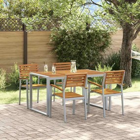 vidaXL Conjunto de Jantar de Jardim com 5 Peças em Madeira Sólida de Acácia e Metal
