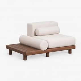 Módulo Central Com Mesa Auxiliar Para Sofá Modular De Jardim Em Acácia Edrien Castanho Acácia - Sklum