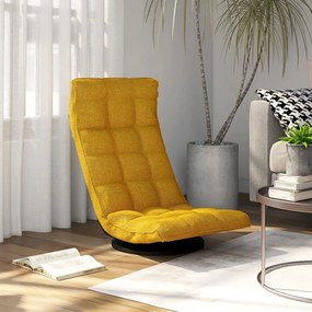 336581 vidaXL Cadeira de piso giratória tecido amarelo mostarda