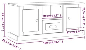 Móvel de TV 100x35,5x45 cm derivados madeira branco brilhante