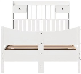 Cama sem colchão 135x190 cm madeira de pinho maciça branco