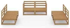 6 pcs conjunto lounge de jardim pinho maciço castanho mel