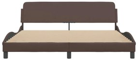 Estrutura cama c/ cabeceira 180x200cm couro artificial castanho