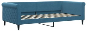 Sofá-cama com gavetão e gavetas 100x200 cm veludo azul