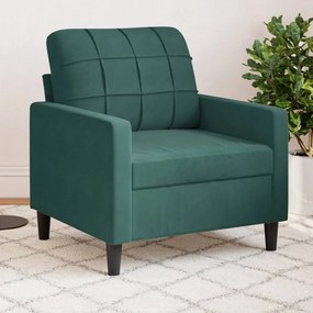 Poltrona 60 cm veludo verde-escuro