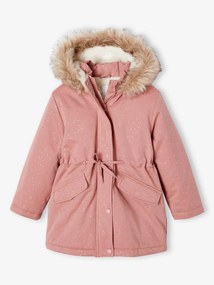 Agora -30%: Parka com purpurinas, forrada em imitação pelo, para menina rosa-blush