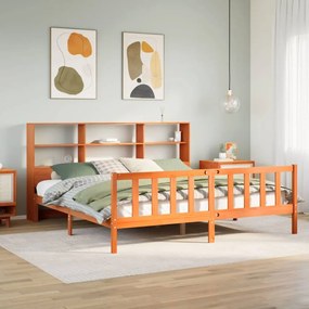 Cama com estante sem colchão 200x200 cm pinho maciço