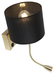 LED Candeeiro de parede art déco dourado com sombra preta - Brescia Art Deco,Moderno