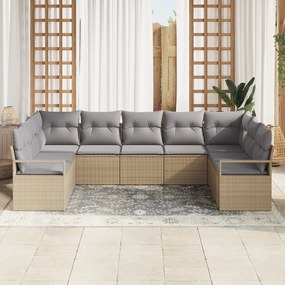 Conjunto de Sofás de Jardim vidaXL com Almofadas Bege em Rattan Poliés