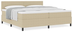 Cama Box Spring com Colchão Bege Claro 200x200 cm Tecido de Corduroy