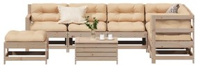 8 pcs conjunto lounge de jardim c/ almofadões pinho maciço
