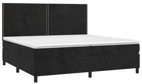 Cama box spring c/ colchão/LED 200x200 cm veludo preto