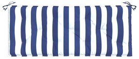 Almofadões p/ banco jardim 2 pcs 120x50x7 cm tecido azul/branco