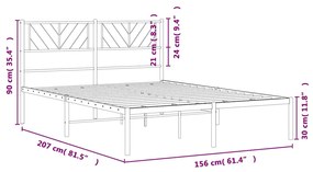 Estrutura de cama com cabeceira 150x200 cm metal branco