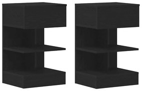Cômoda de Canto vidaXL 2 pcs Preto Carvalho 40x35x65 cm Madeira Engenh