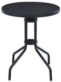 Mesa de jardim 80 cm aço e vidro preto
