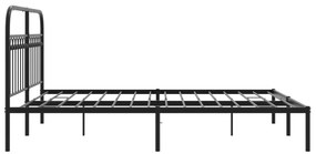 Estrutura de cama em metal com cabeceira 150x200 cm preto