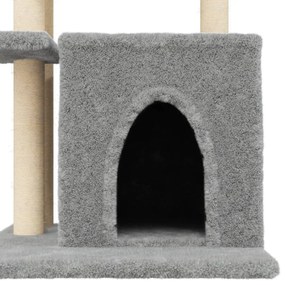 Árvore p/ gatos c/ postes arranhadores sisal 83,5cm cinza-claro
