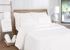 3 cores - Jogo de lençóis 100% algodão branco penteado percal 200 fios: Tecido branco C/ Rolinho Branco 1 lençol capa ajustable 180x200+30 cm + 1 lençol superior 260x290 cm + (2) Fronhas 50x70 cm