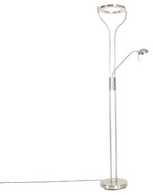 Candeeiro de pé moderno em aço com braço de leitura, incluindo LED e dimmer - Divo Moderno
