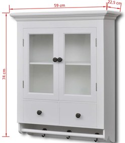 Armário de parede para cozinha com porta de vidro branco