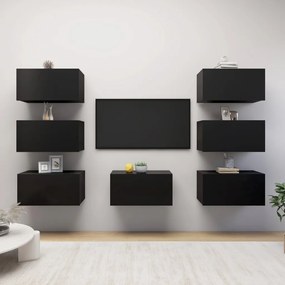 vidaXL Móveis de TV 7 pcs 30,5x30x60 cm derivados de madeira preto