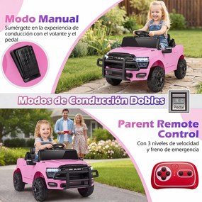 Carro Elétrico Infantil Todo-o-Terreno, 96,5 x 61 x 48,5 cm, Com Comando e Pedal, Rosa