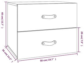 Mesas de cabeceira de parede 2 pcs 50x36x40 cm cinzento