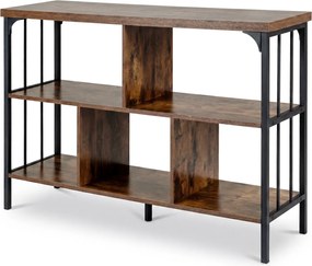 Estante de Arrumação Industrial, 109 x 34 x 76 cm, Cinco Compartimentos, Castanho+Preto