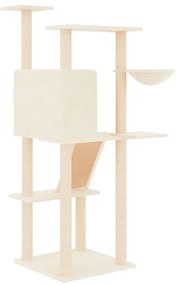 Árvore para gatos c/ postes arranhadores sisal 143 cm cor creme