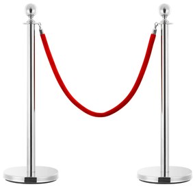 vidaXL Corda p/ barreira/pilar de delimitação veludo vermelho/prateado