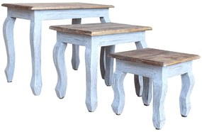 Conjunto de mesas de encastrar 3 pcs madeira de mogno maciça
