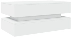 Mesa de centro com luzes LED 90x50x40 cm branco