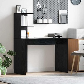 vidaXL Secretária de Escrita Carvalho Preto Carvalho Preto MDF, laminado