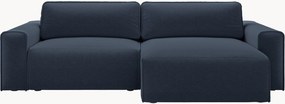 Sofá-cama de canto em chenille com arrumação Victor (3 lugares)