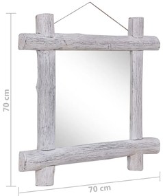 Espelho de troncos 70x70 cm madeira recuperada maciça branco