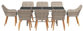 Conjunto de sala de jantar 9 pcs Cinzento-claro