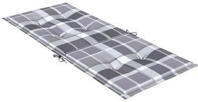 Almofadões cadeiras altas de jardim 6pcs tecido xadrez cinza