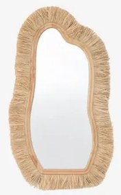 Espelho De Parede Irregular 60x105 Cm Em Madeira De Carvalho E Ráfia Melenis Natural - Sklum