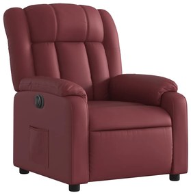 Poltrona reclinável elétrica couro artificial vermelho tinto