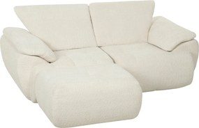 Sofá Modular em L de 2 Lugares com Otomana Reversível Sofá em Chenille com Assento Largo sem Montagem Creme