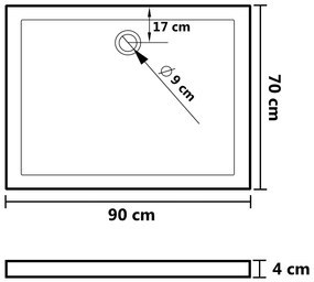 Base de chuveiro com pontos 90x70x4 cm ABS branco