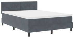 Camas Box Spring vidaXL com Colchão Cinza Escuro 140x200 cm Velvet