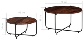 Conj. mesas de centro 2 pcs madeira de sheesham maciça 60x35 cm
