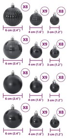 Enfeites de Natal 100 pcs Ø3/4/6 cm preto